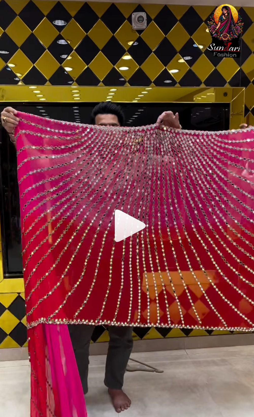 Celebrity Style Pink Colour Full Mirror Work Saree (266)