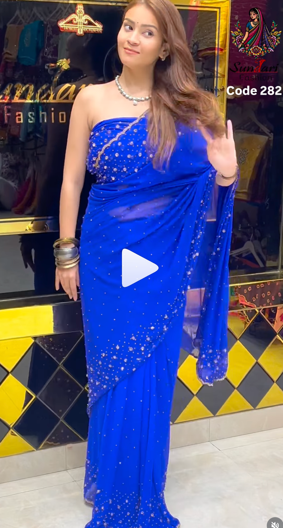 Celebrity Style Designer Handcrafted  Royal Blue Saree (282)
