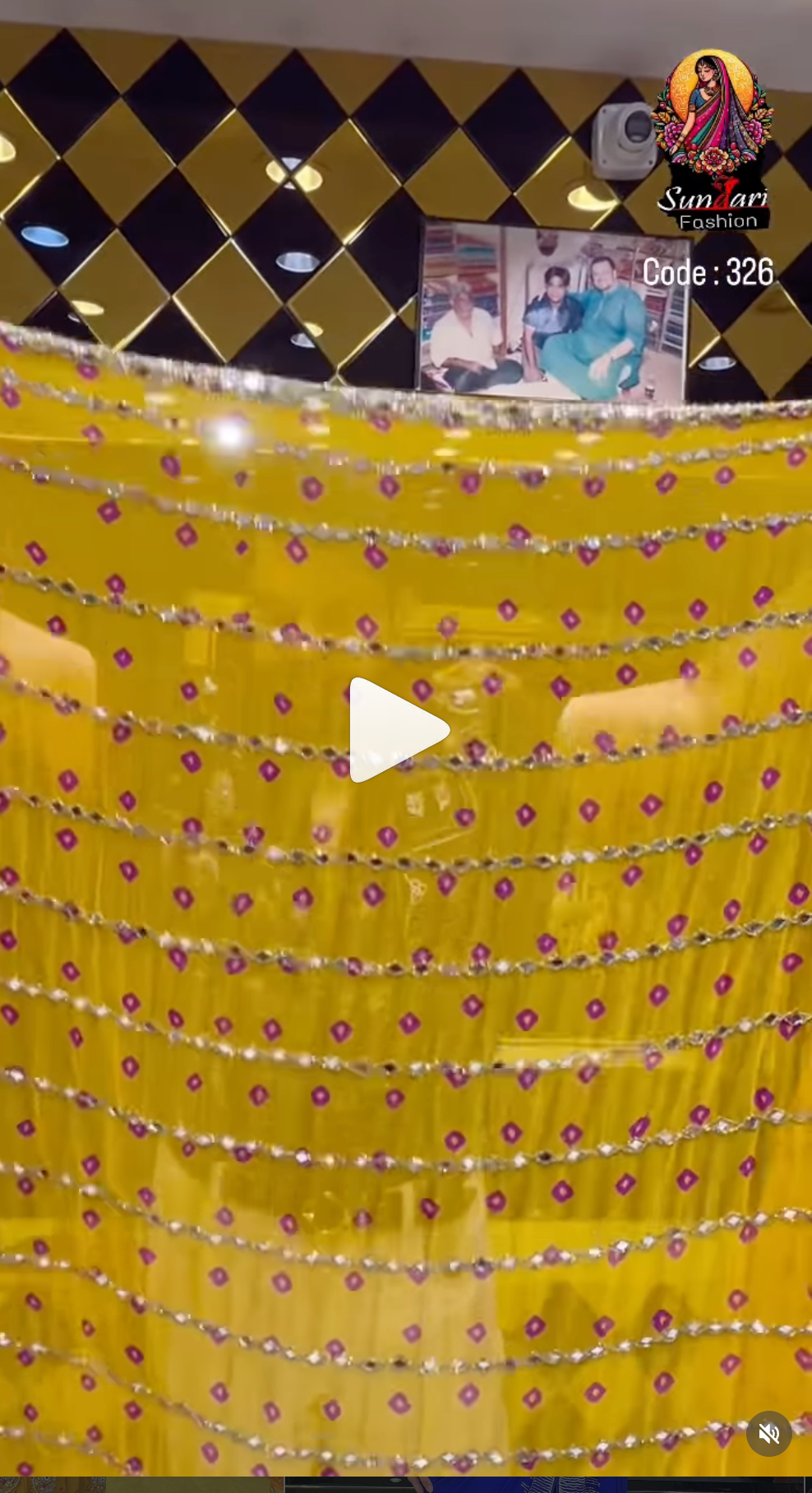 Pure Chiffon Bandhani Mirror Work Saree (326)