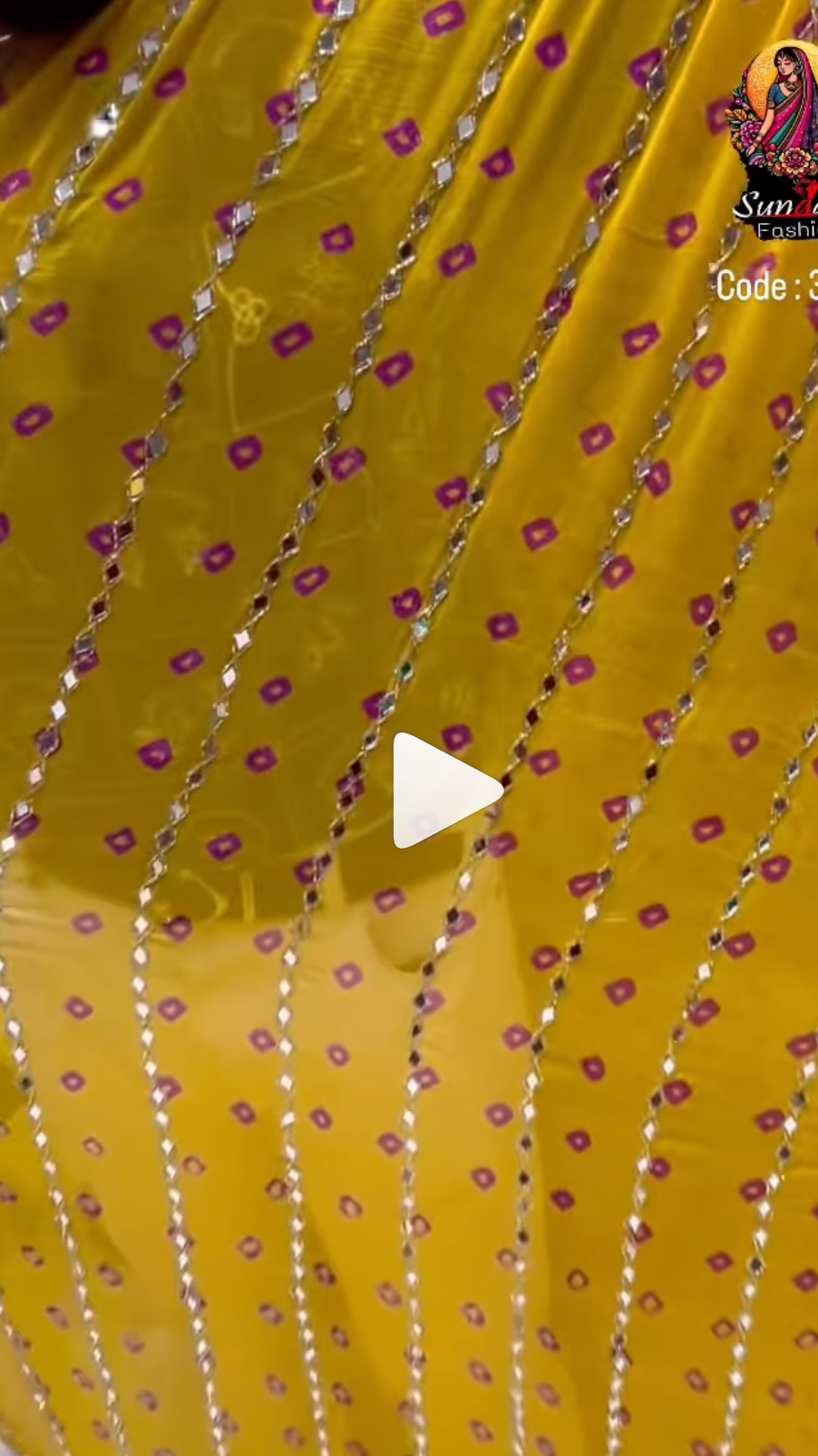 Pure Chiffon Bandhani Mirror Work Saree (326)