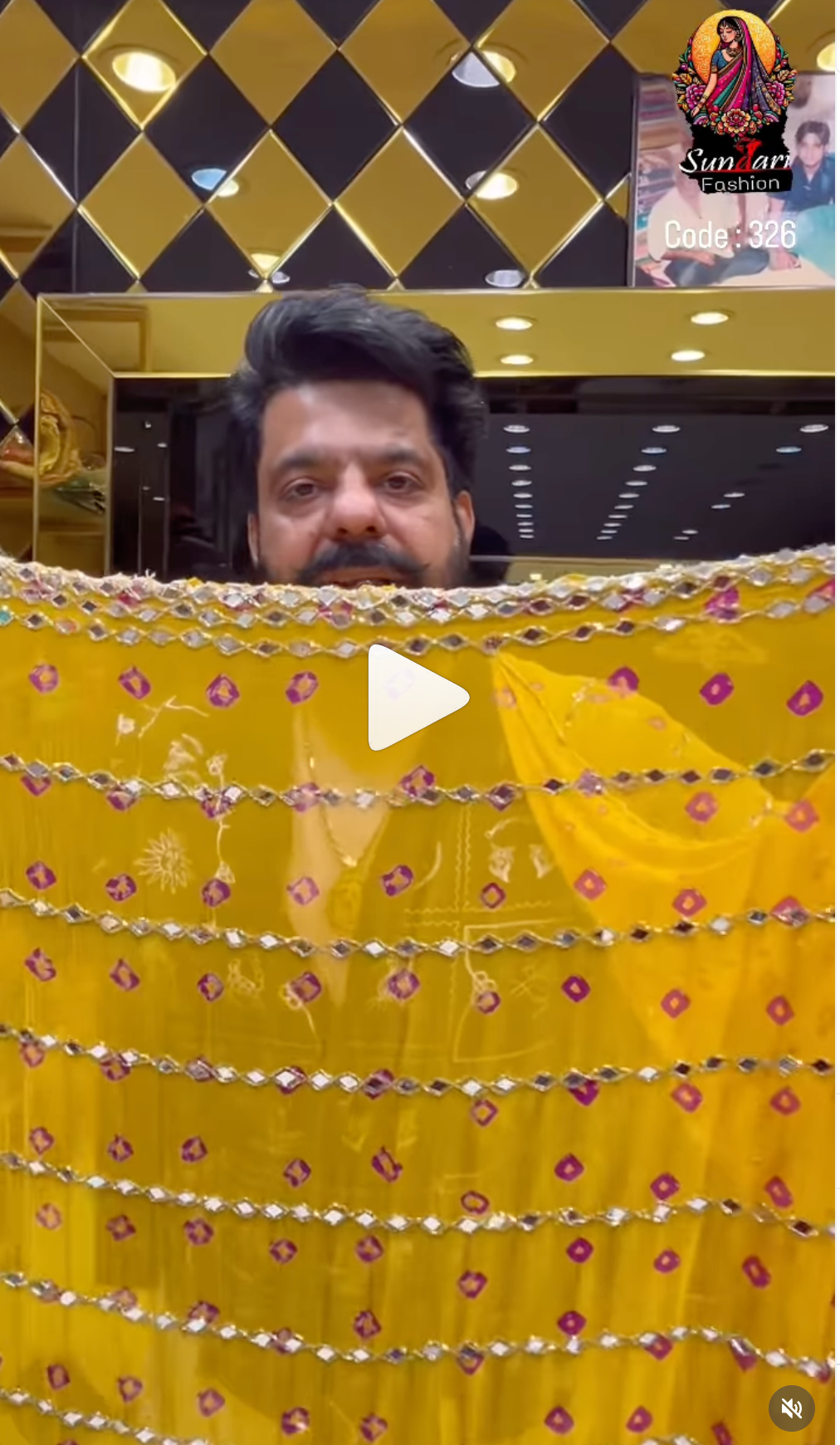 Pure Chiffon Bandhani Mirror Work Saree (326)