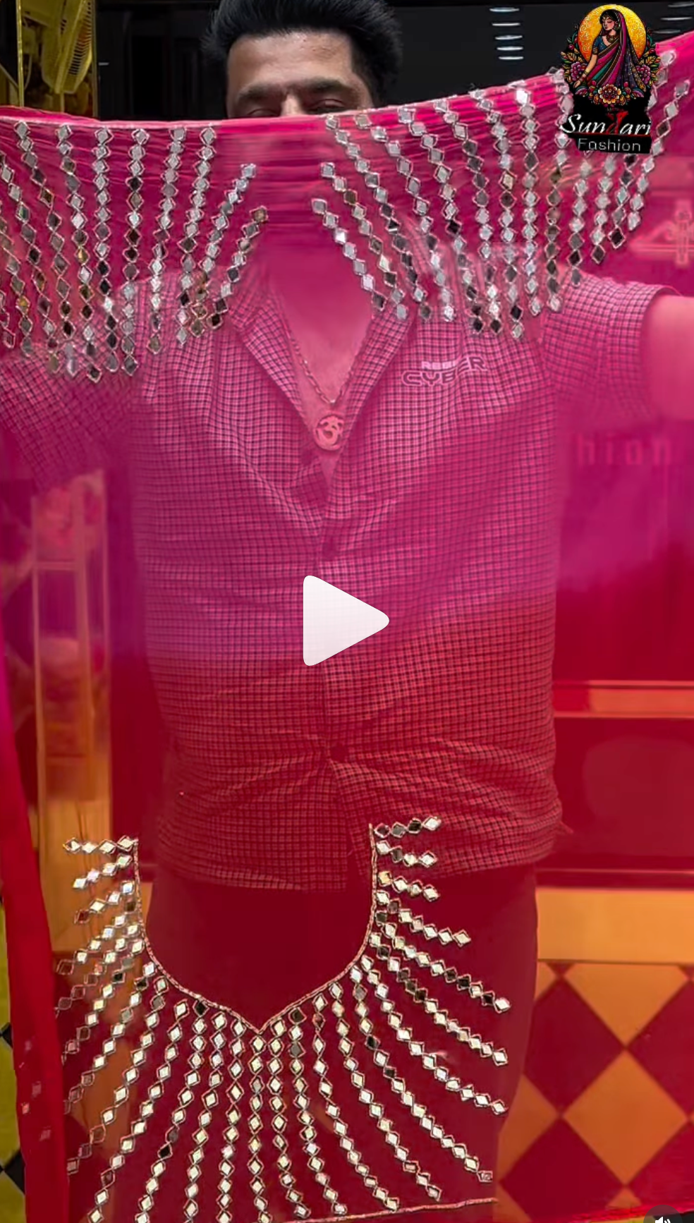 Celebrity Style Pink Colour Full Mirror Work Saree (266)