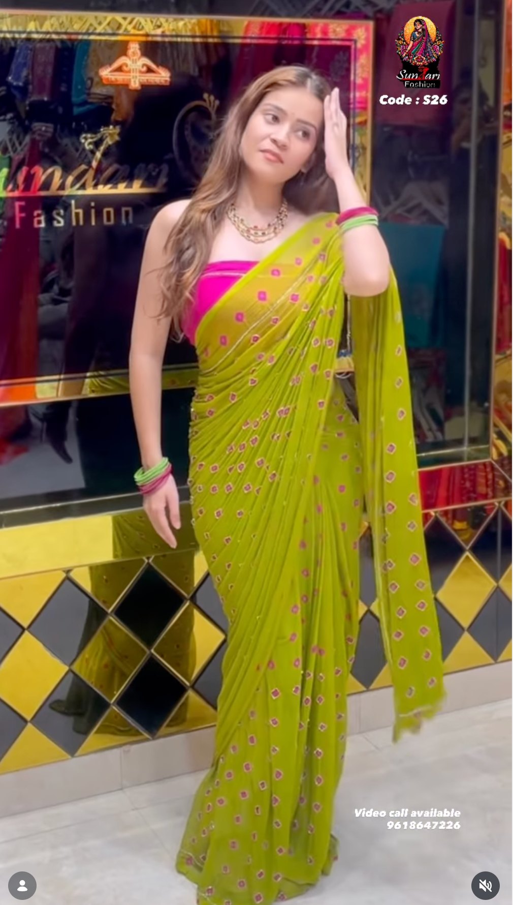 Green Pure Chiffon Bandhani Handcrafted saree (S26)