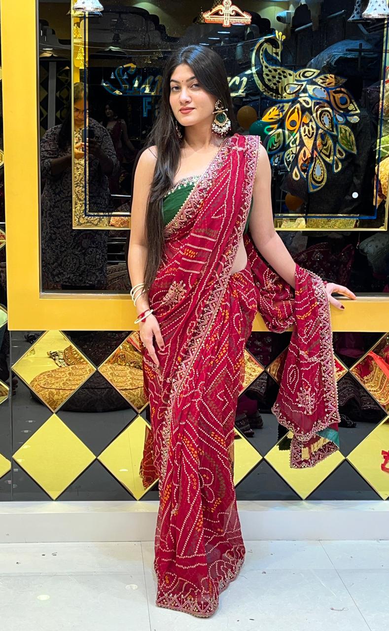 Jodhpuri Bandhej Saree