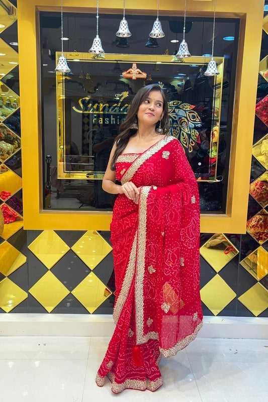 Handmade Bandhej Saree