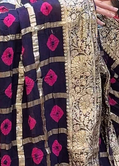 Bandhej Zari Saree