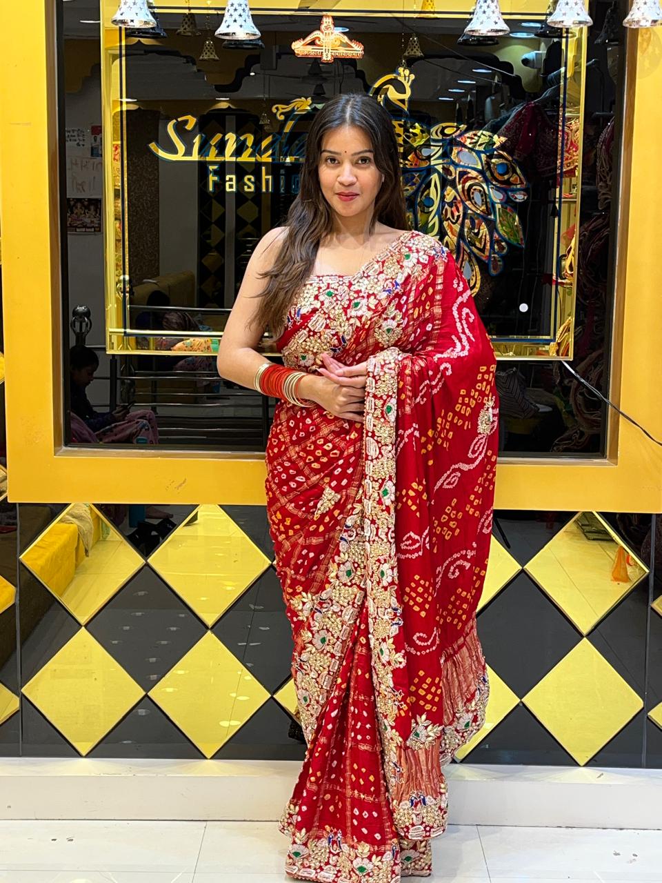Traditional Red Ghatchola Saree