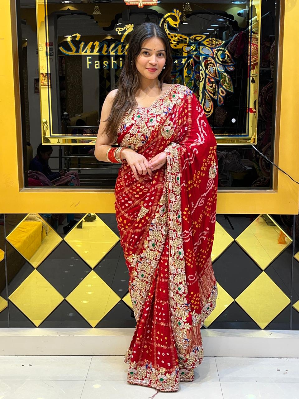 Traditional Red Ghatchola Saree
