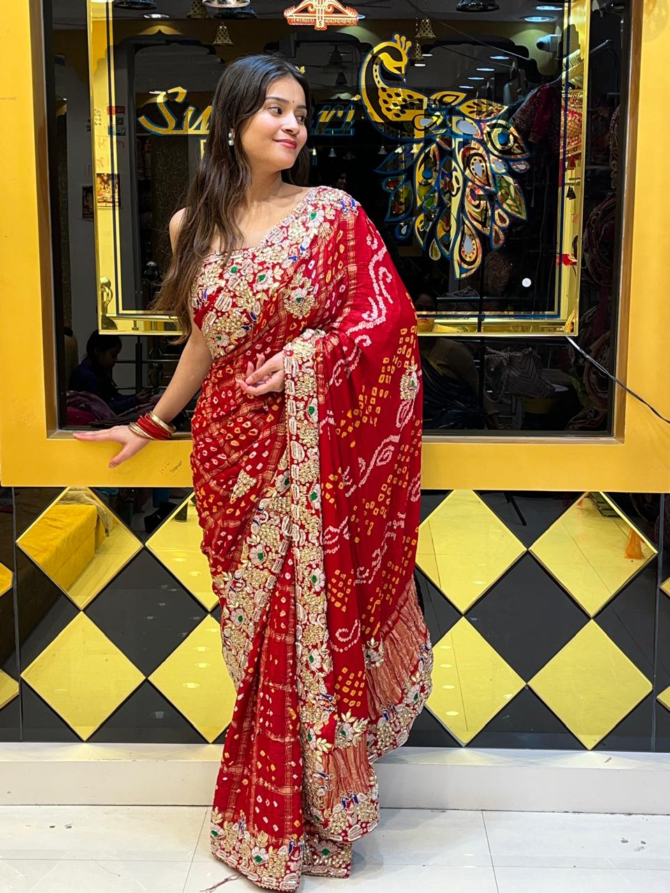 Traditional Red Ghatchola Saree