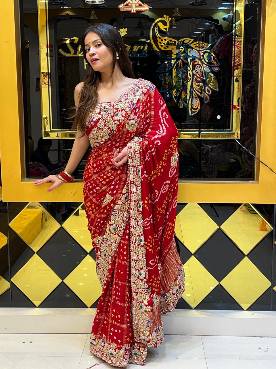 Traditional Red Ghatchola Saree