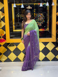 Green & Purple Elegant Handwork Saree (115)