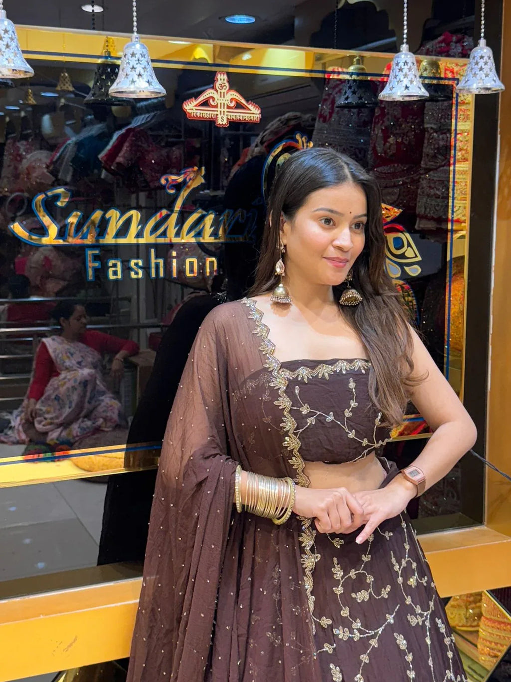 Brown Heavy Handwork Lehenga Set (119)