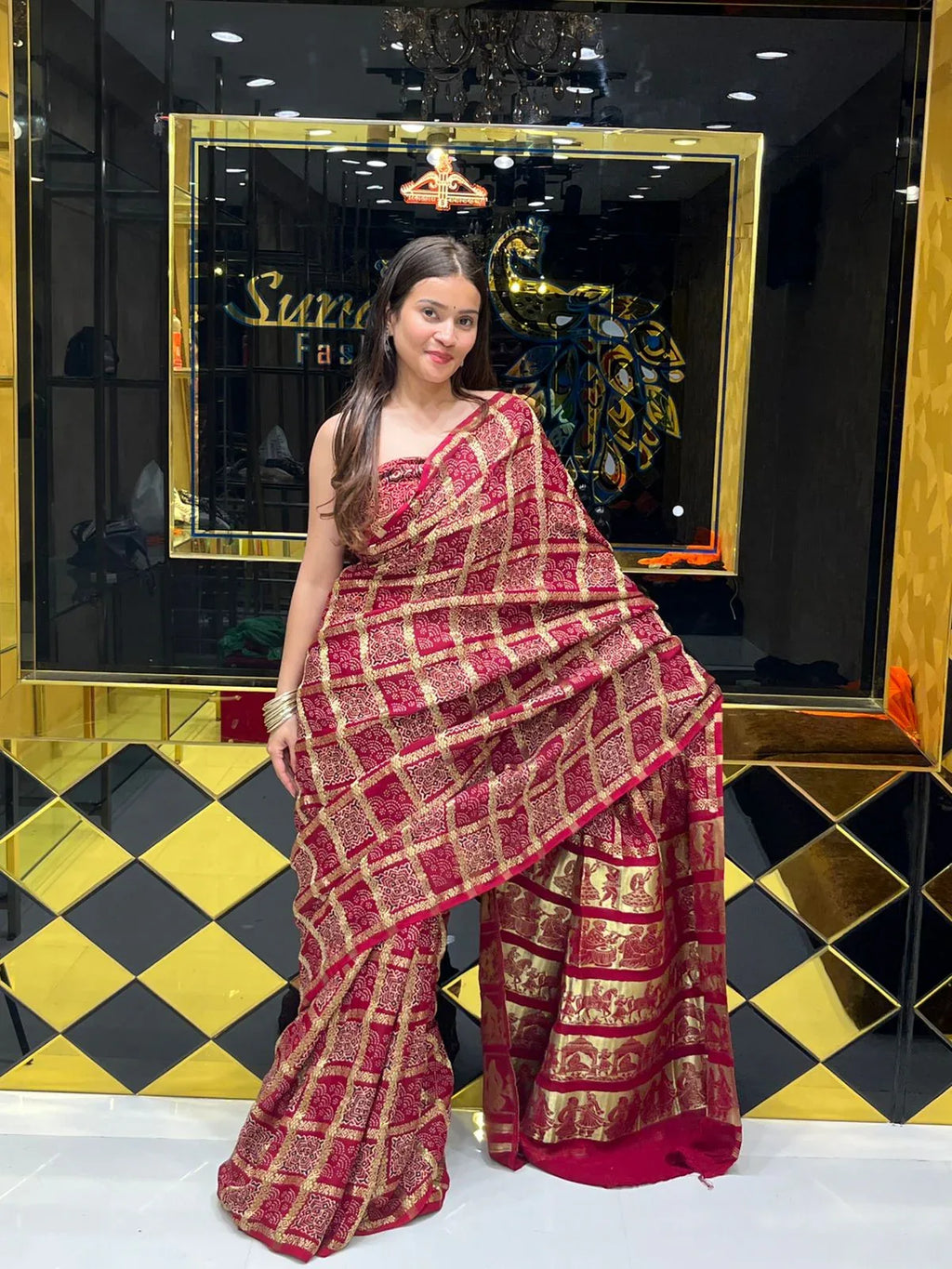 Premium Gajji Silk Red Saree (142)