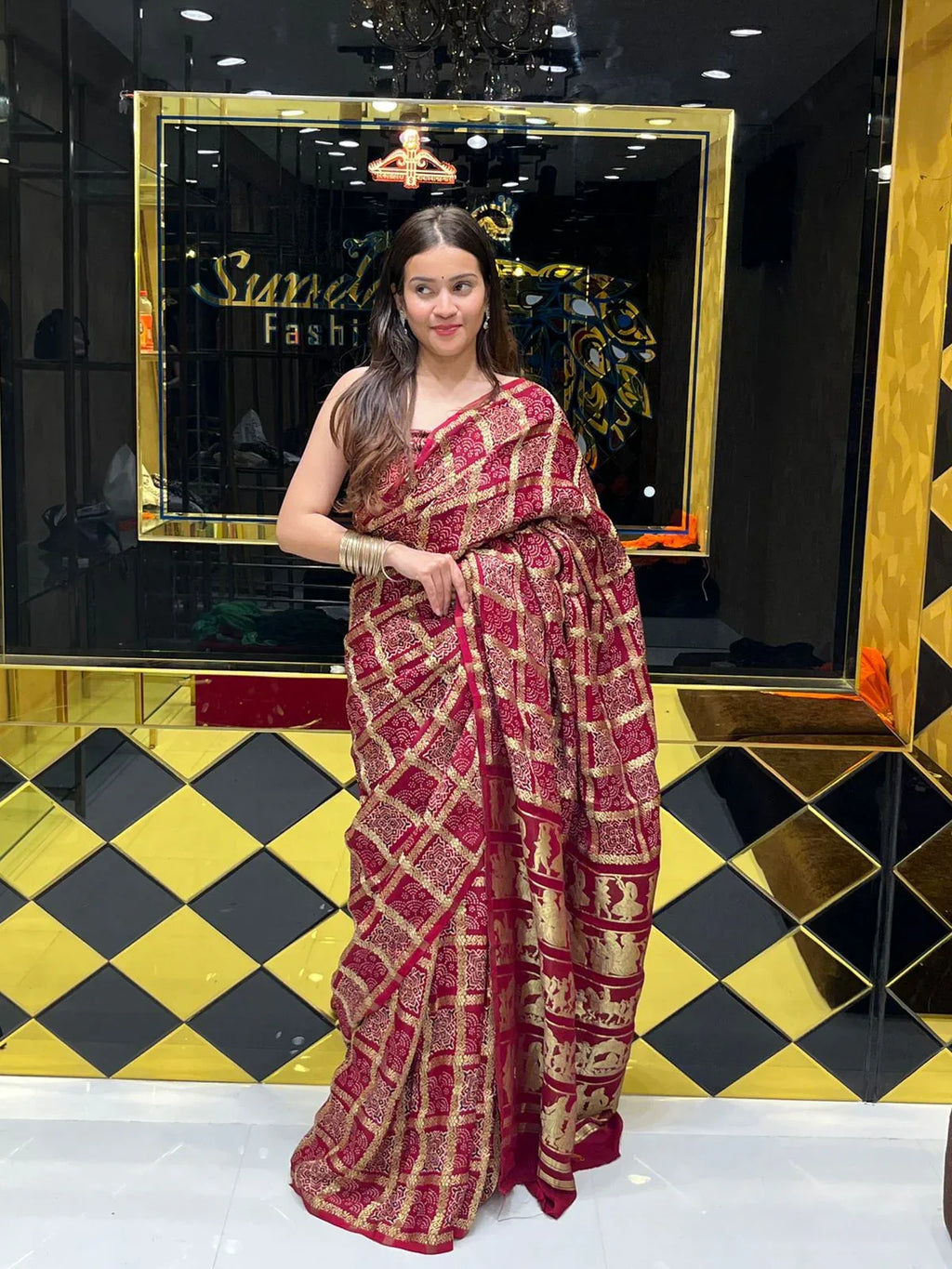 Premium Gajji Silk Red Saree (142)