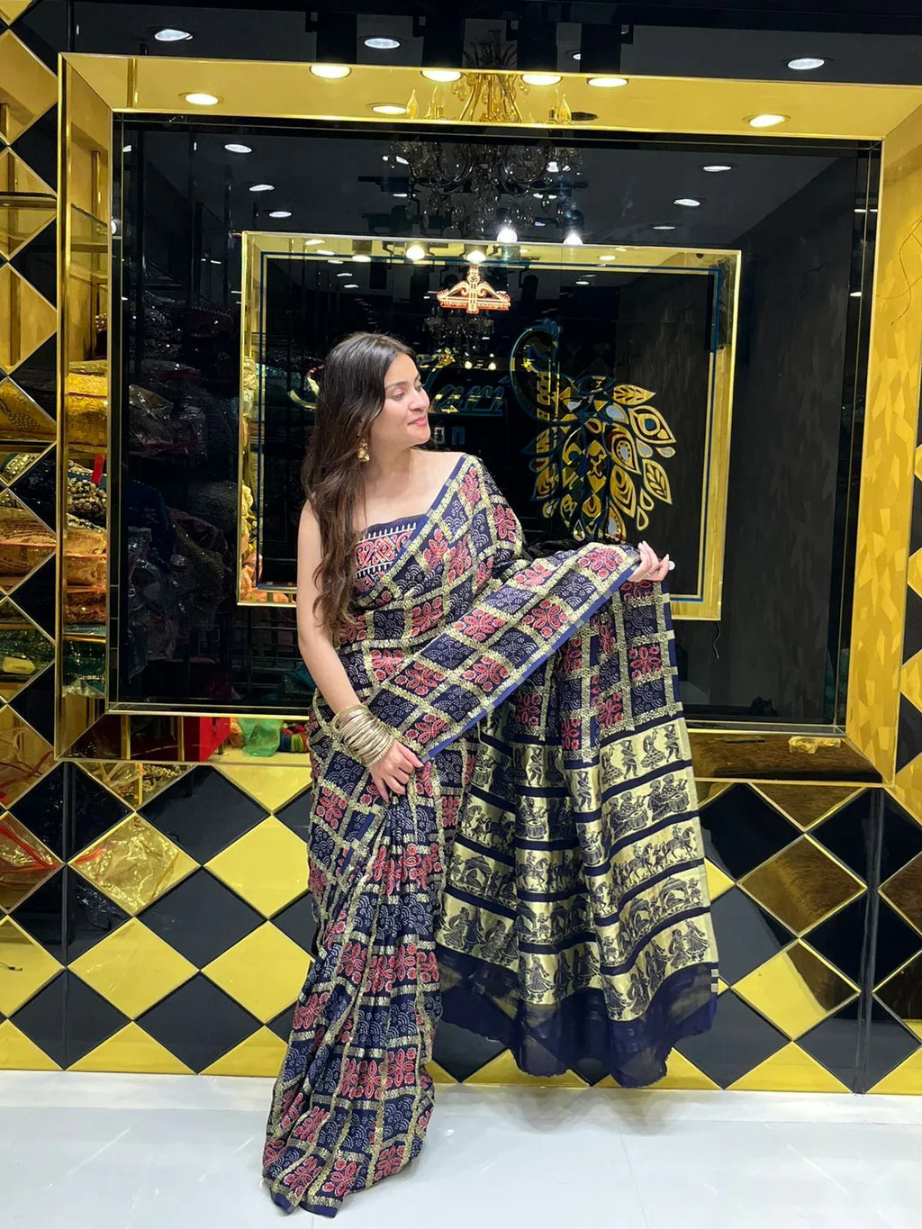 Premium Gaji Silk Blue Saree (152)