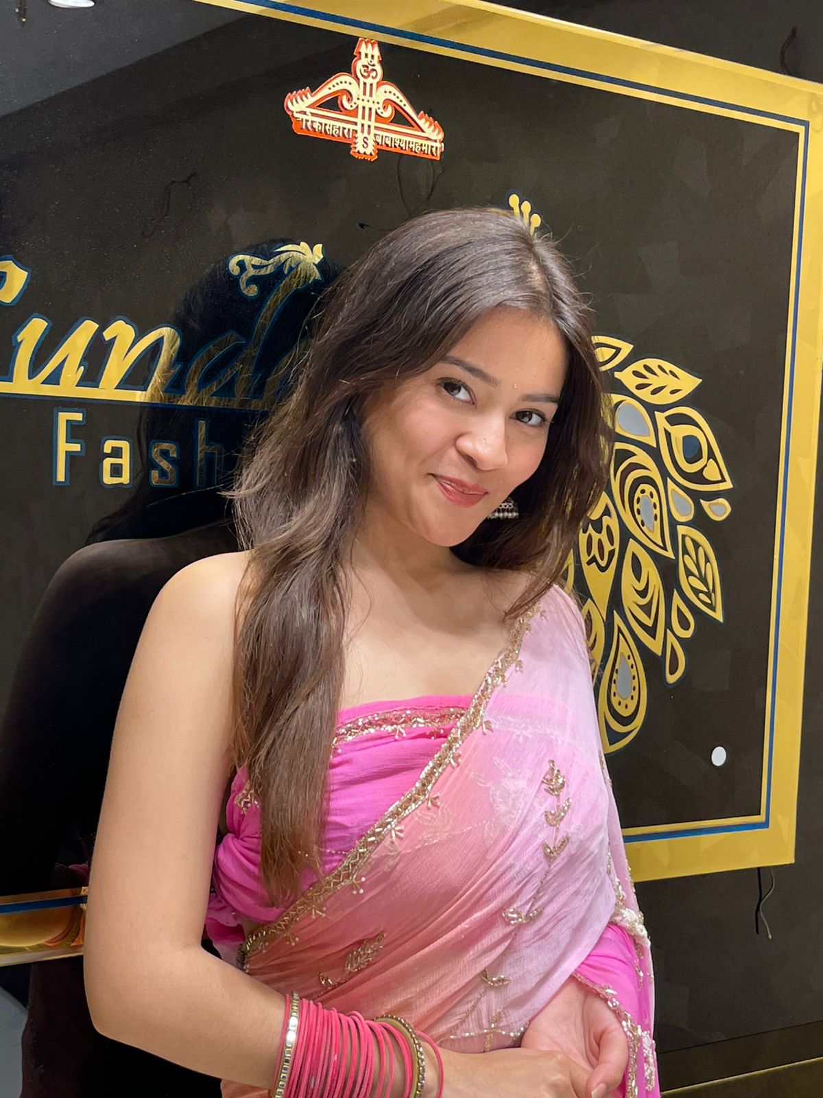 Pink PartyWear Handwork Saree (153)