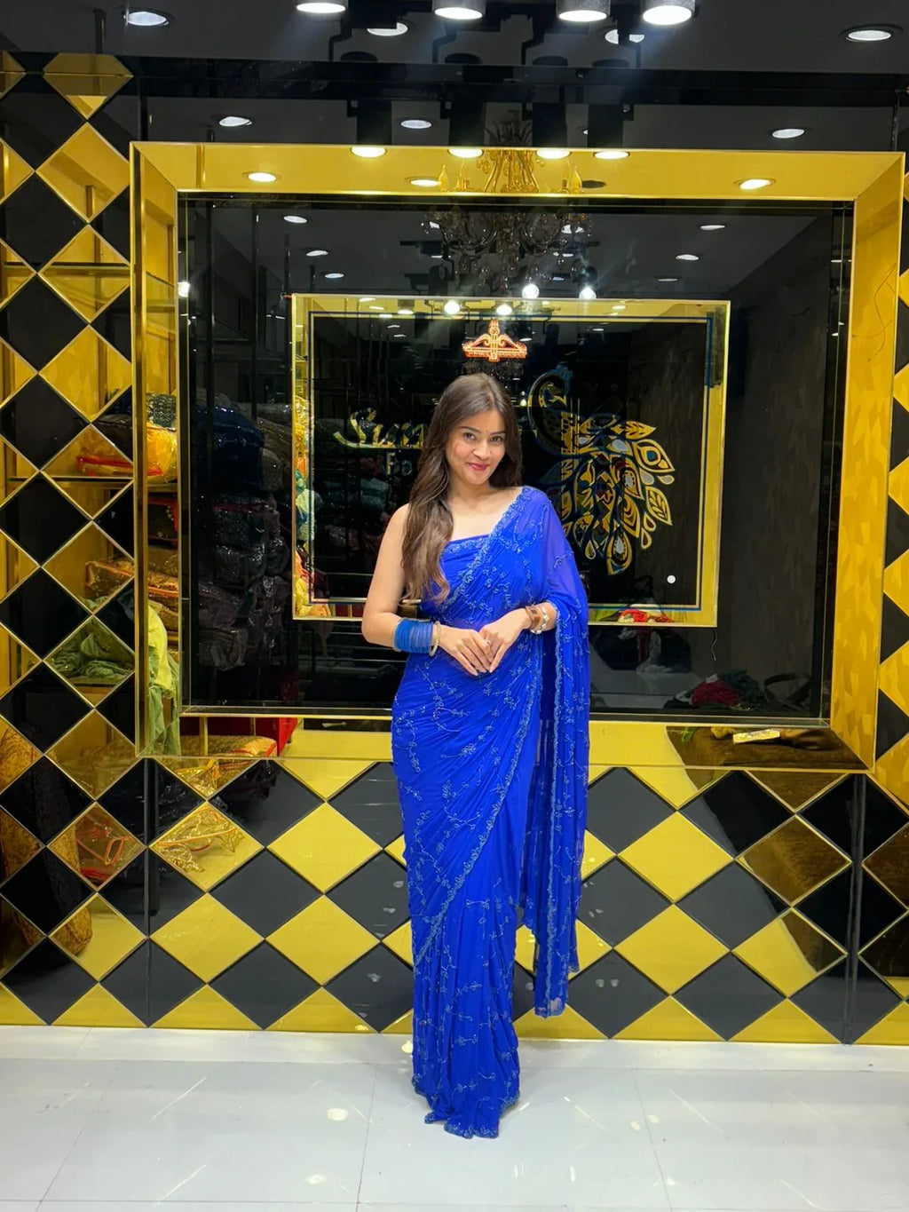 Beautiful Blue Handwork Saree (156)