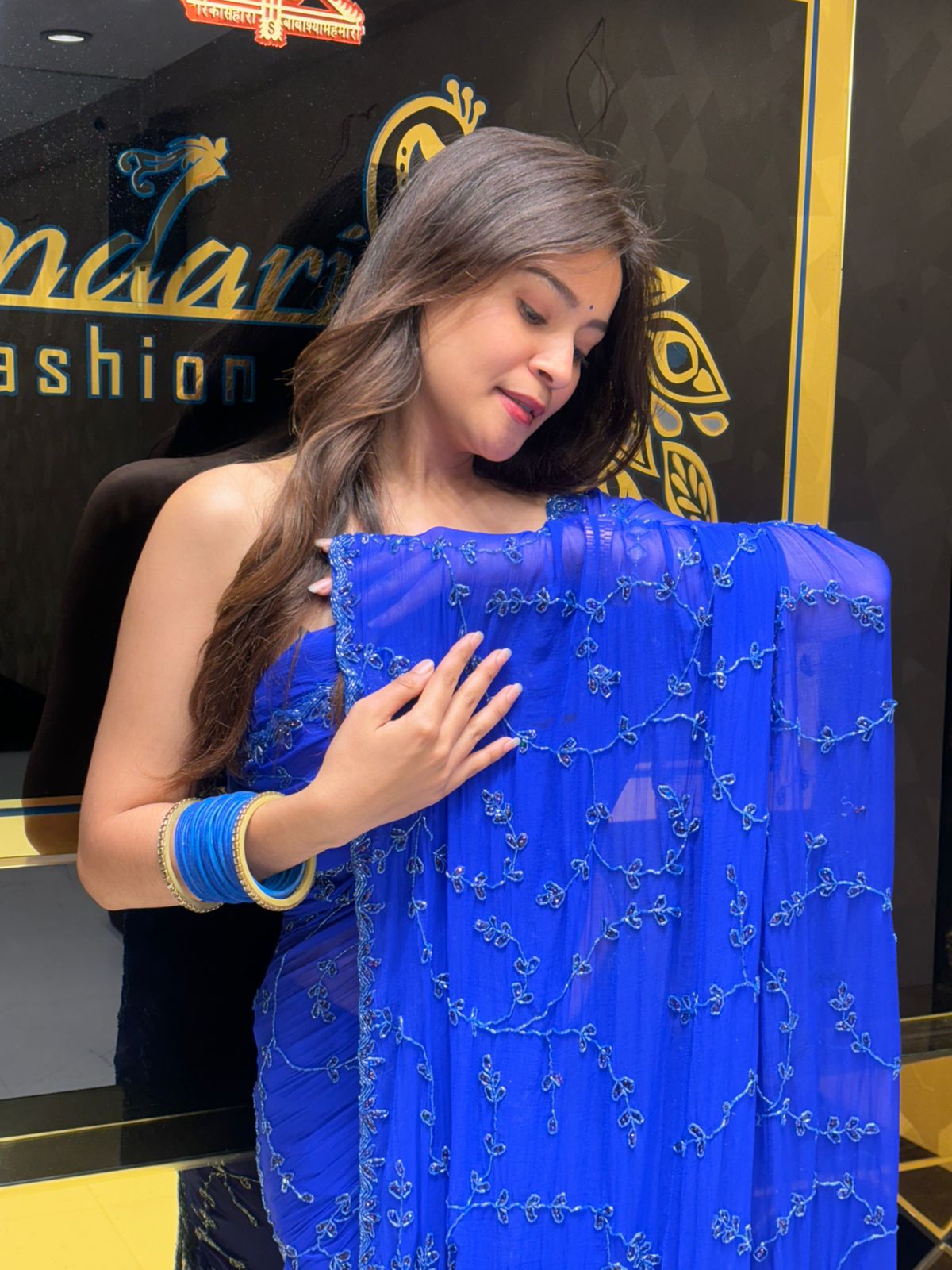Beautiful Blue Handwork Saree (156)