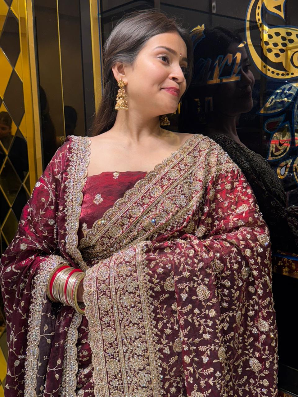 Red  Premium  Saree Dupatta Set (159)