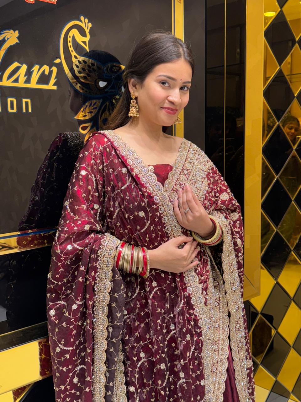 Red  Premium  Saree Dupatta Set (159)