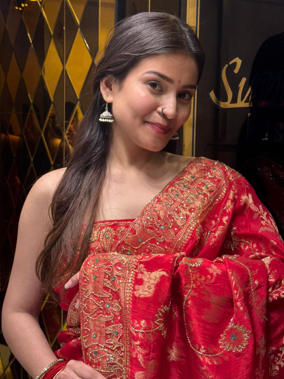 Red Premium Traditional Handwork Saree (160)