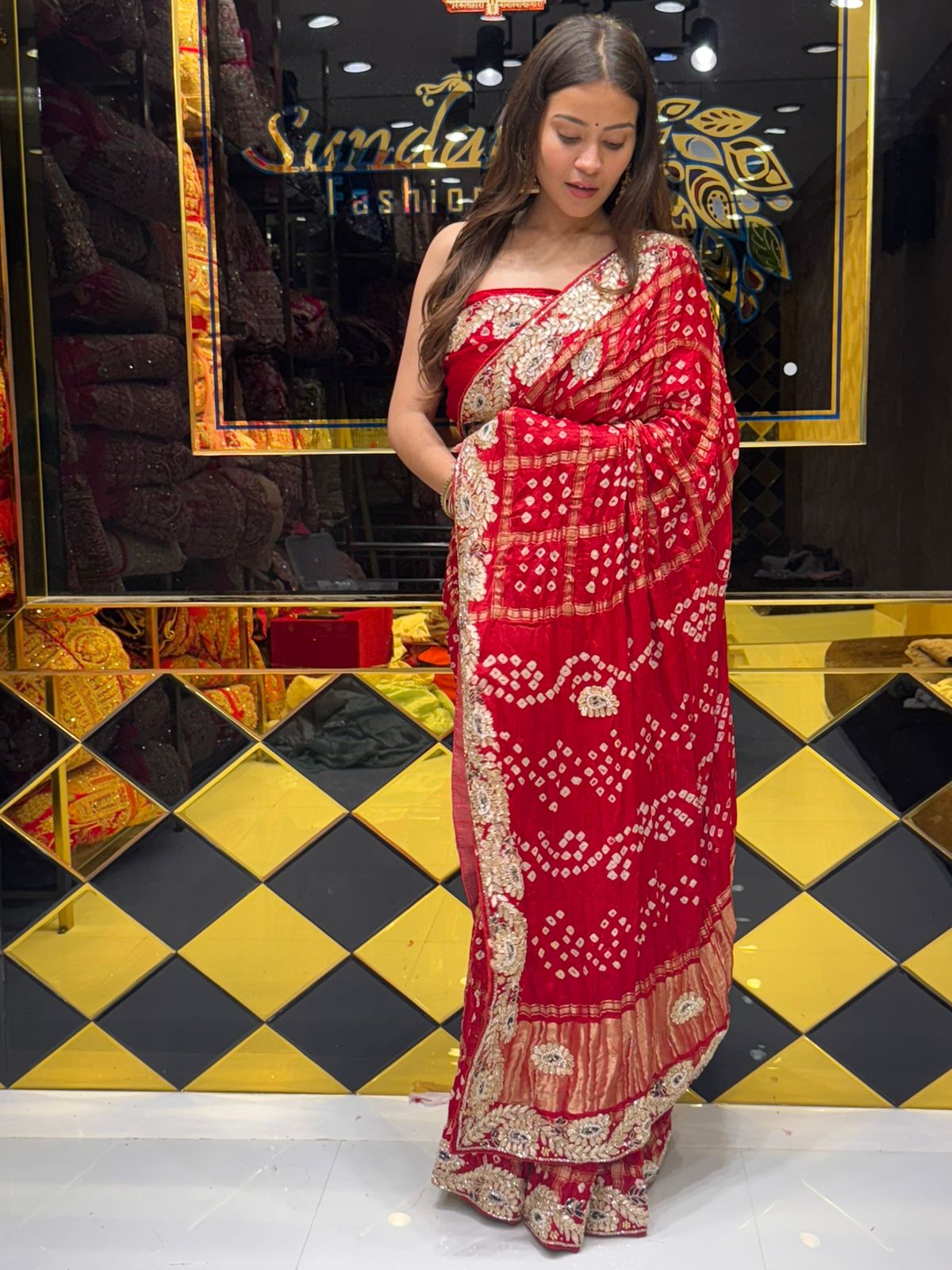 Red Traditional Gharchola Saree (164)