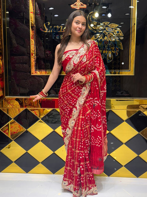 Red Traditional Gharchola Saree (164)
