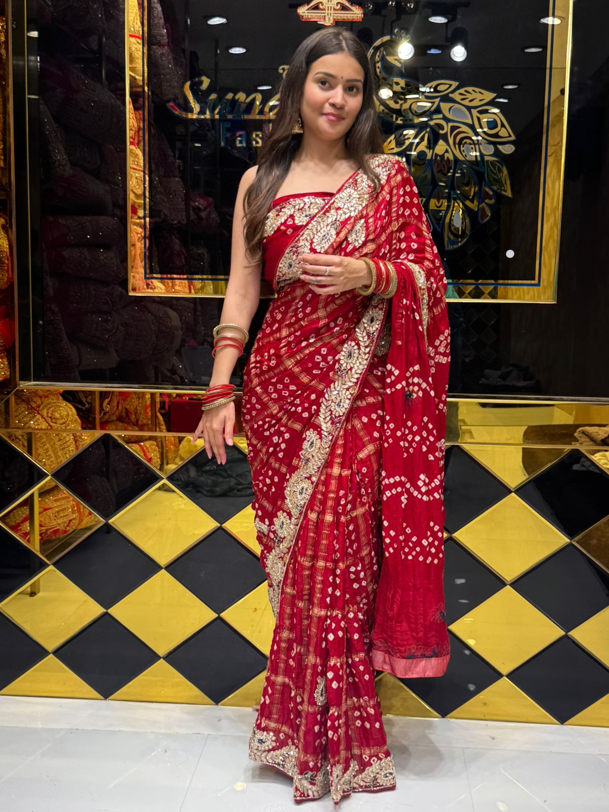 Red Traditional Gharchola Saree (164)