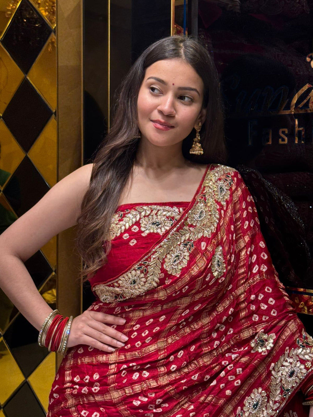 Red Traditional Gharchola Saree (164)