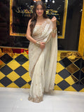 White Tissue Silk Handwork Saree (166)