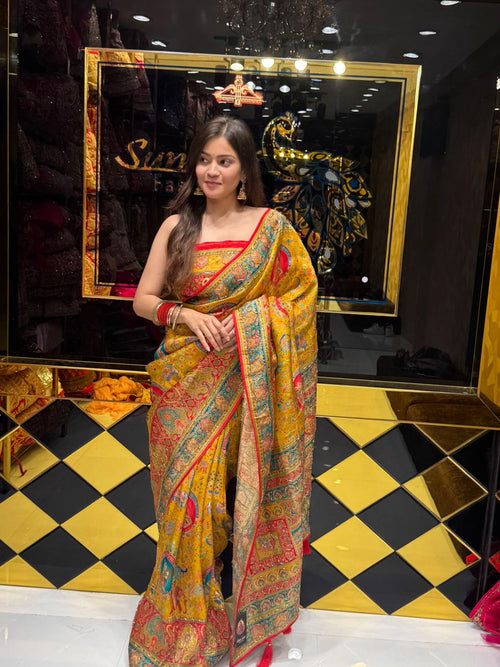Mustard Gajji Silk Designer Saree (171)