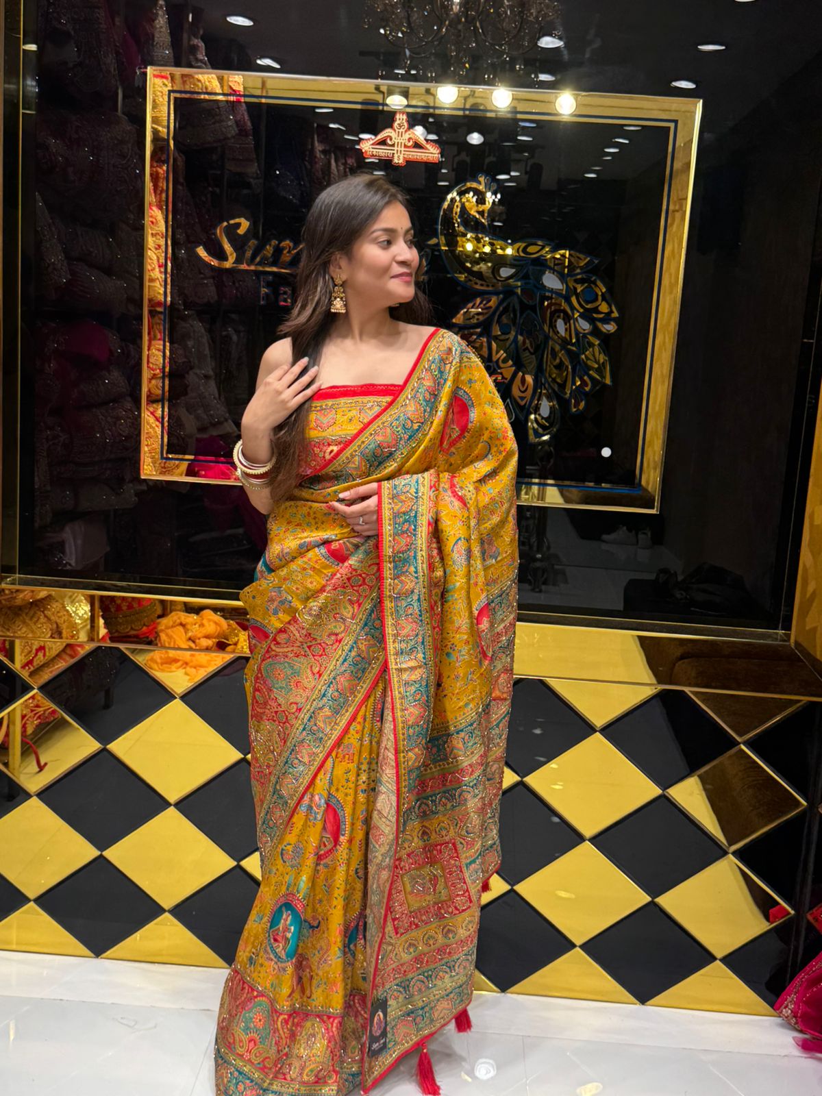 Mustard Gajji Silk Designer Saree (171)