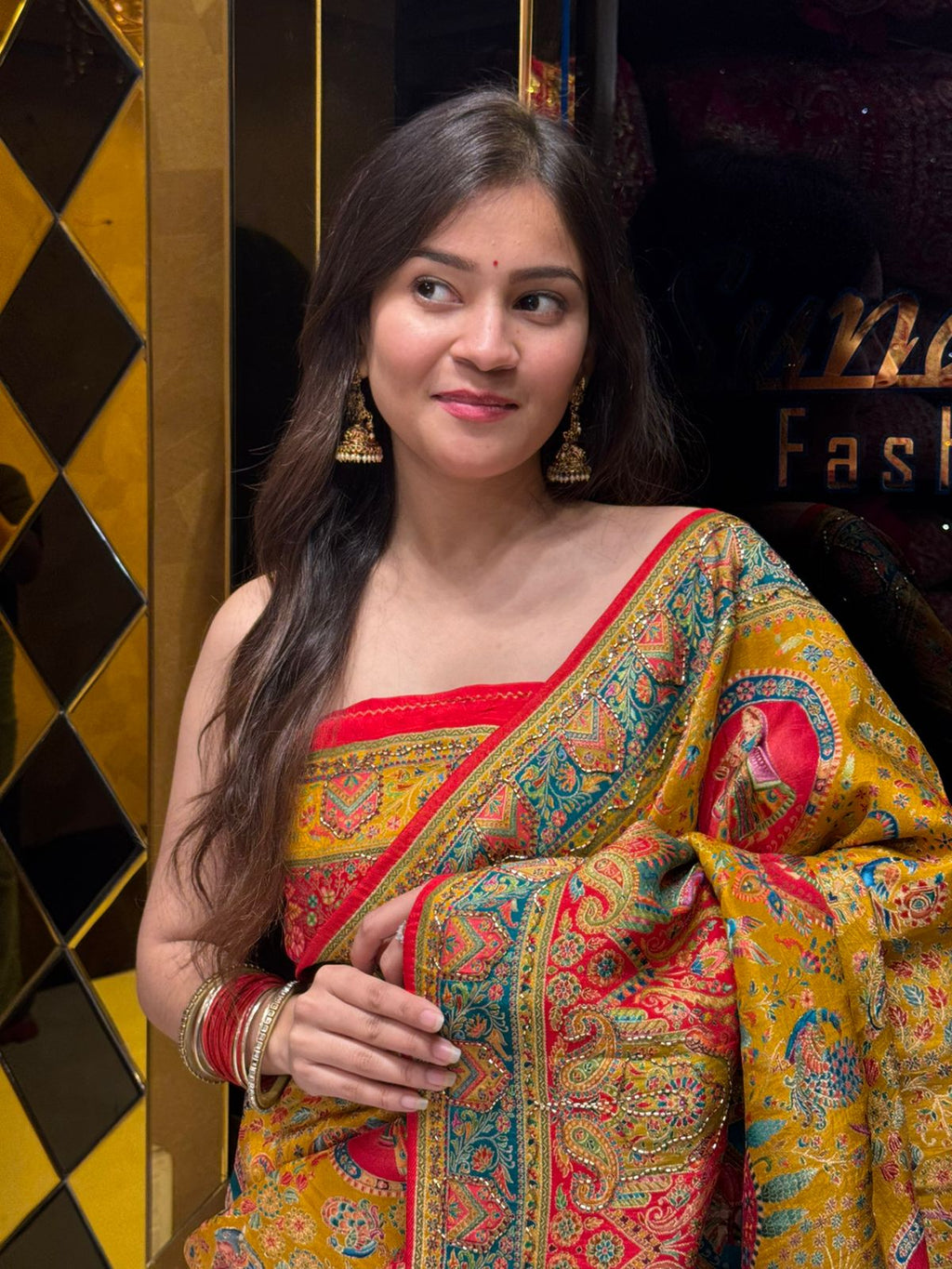 Mustard Gajji Silk Designer Saree (171)