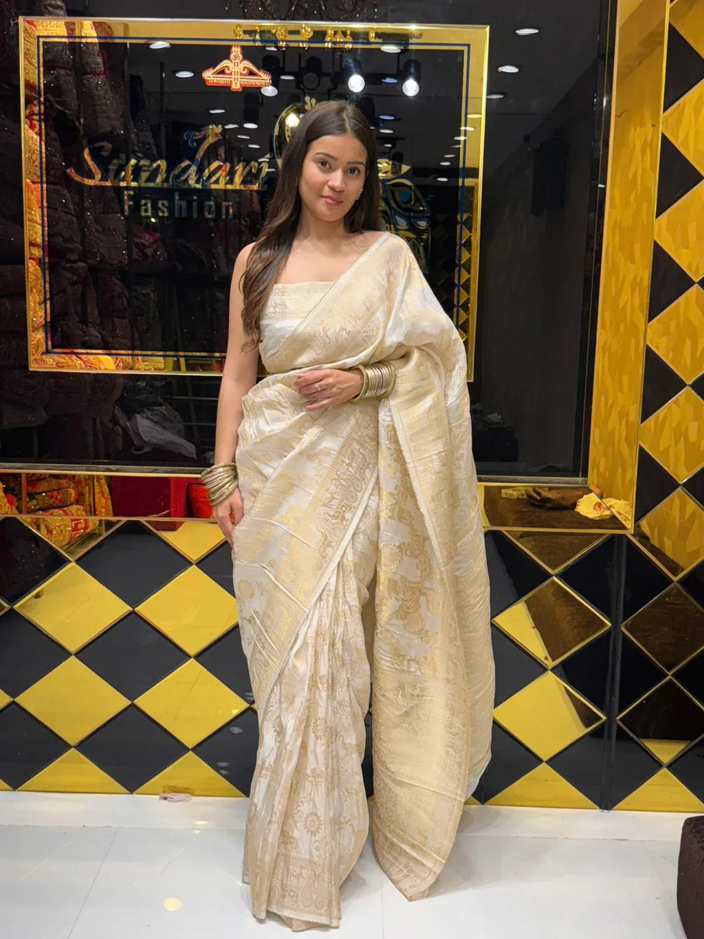 White Zari Weaving Work HO Silk Saree (176)