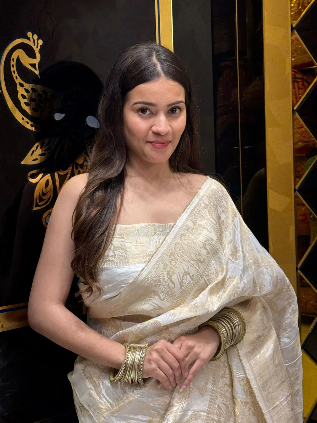 White Zari Weaving Work HO Silk Saree (176)