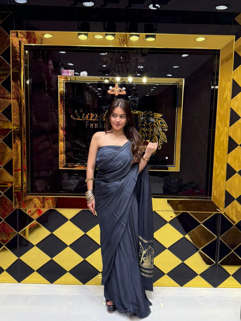 Grey Gajji Silk Zari Weaving Designer Saree (177)