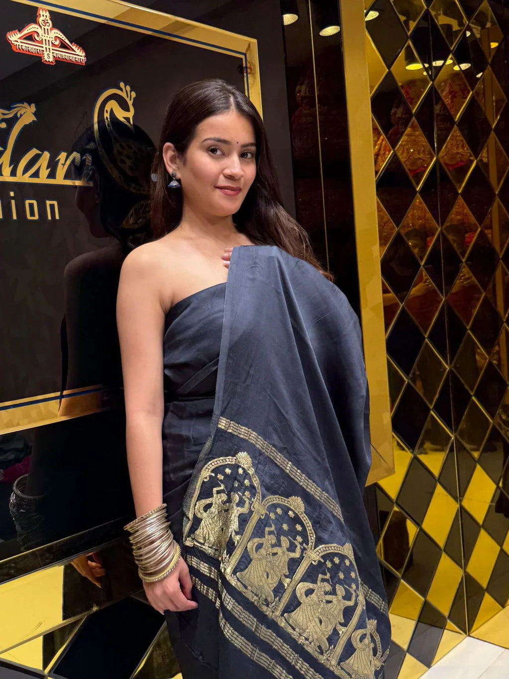 Grey Gajji Silk Zari Weaving Designer Saree (177)