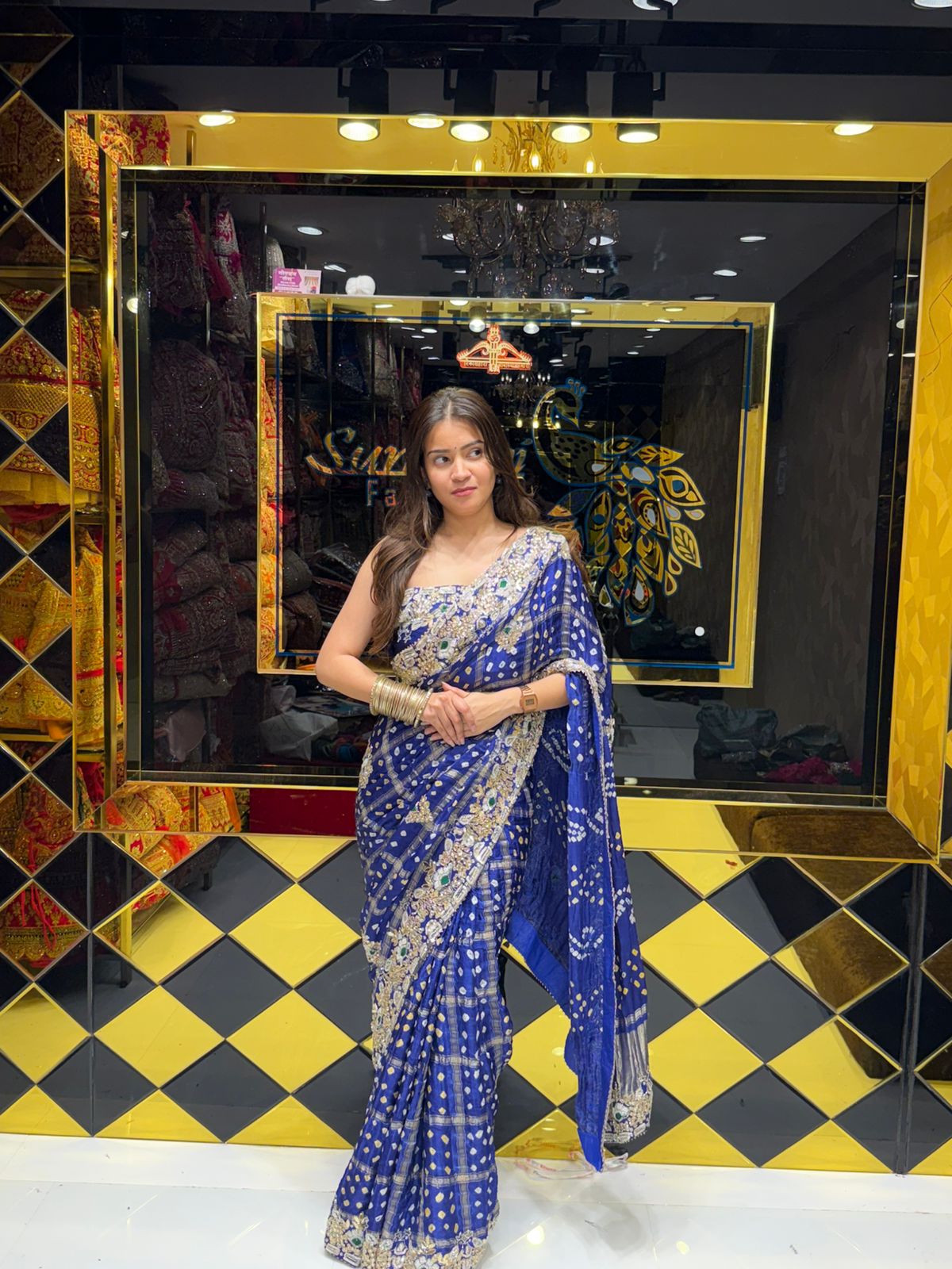 Traditional Blue Gharchola Saree (179)