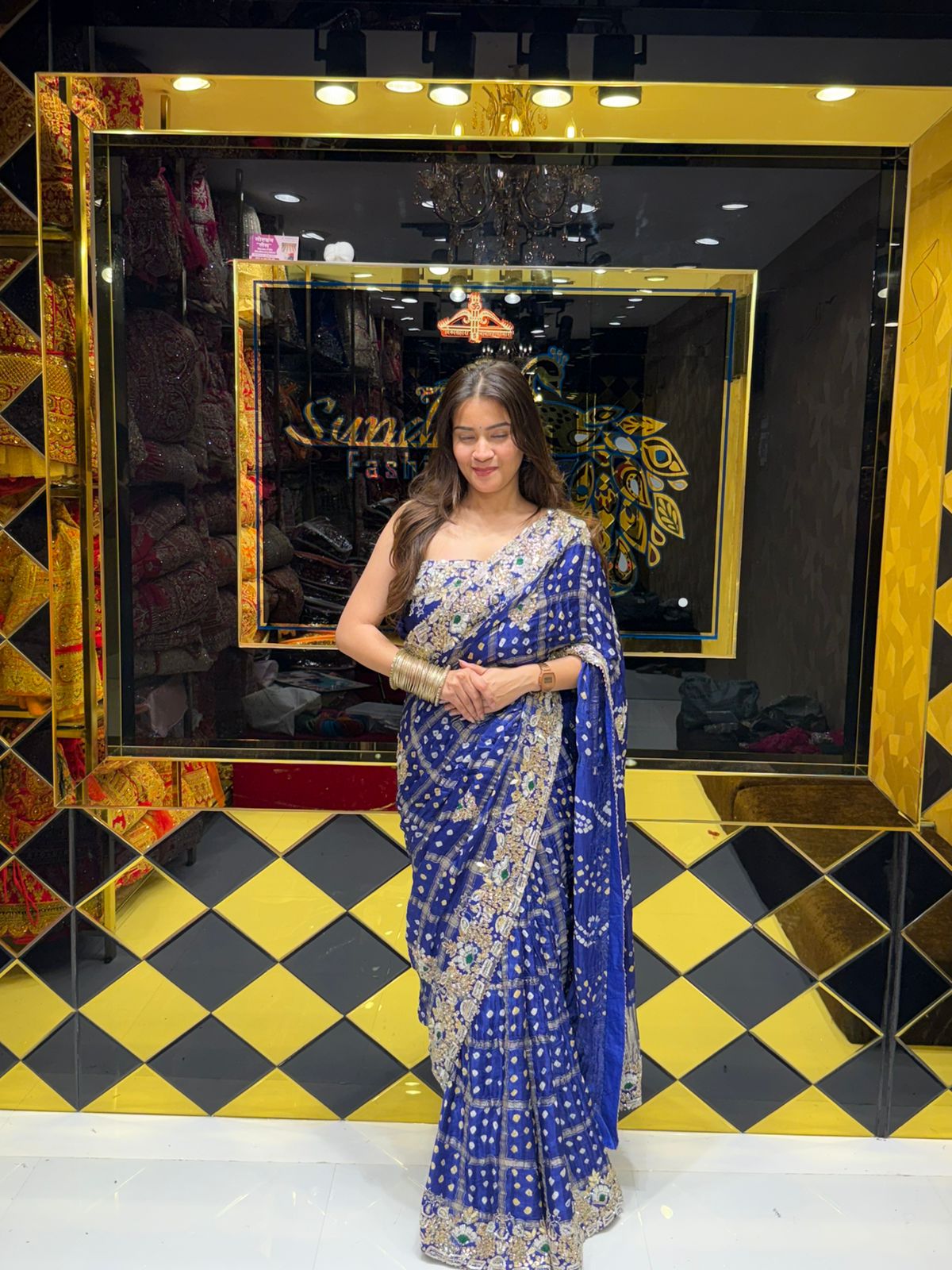 Traditional Blue Gharchola Saree (179)