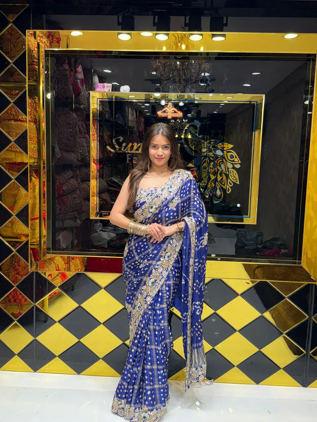 Traditional Blue Gharchola Saree (179)
