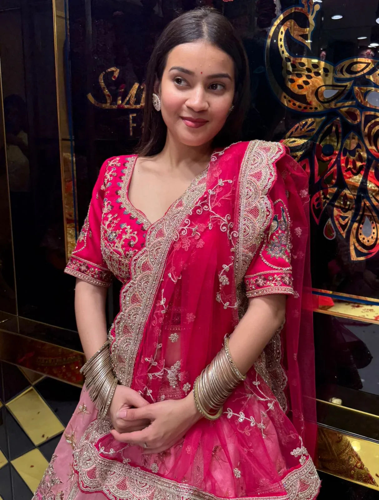 Pink Ombre Bridal Handwork Lehenga Set