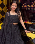 Black Royal Silk Heavy Handwork Lehenga (190)