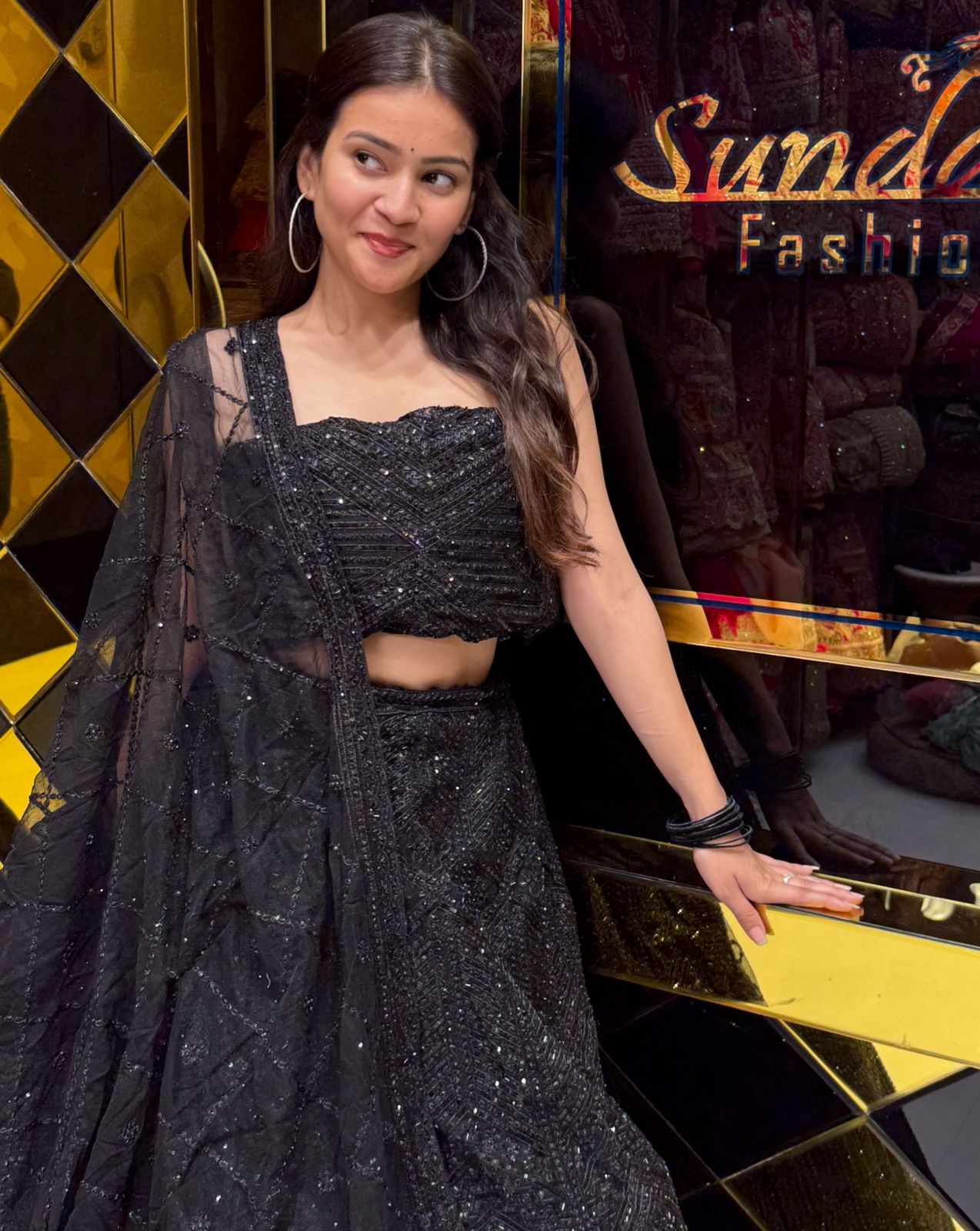 Black Royal Silk Heavy Handwork Lehenga (190)