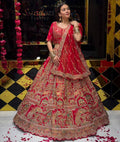 Red Heavy Bridal Handwork Lehenga Set