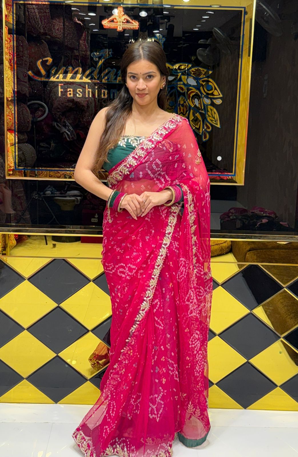 Pink Pure Chiffon Gottapatti Saree (191)