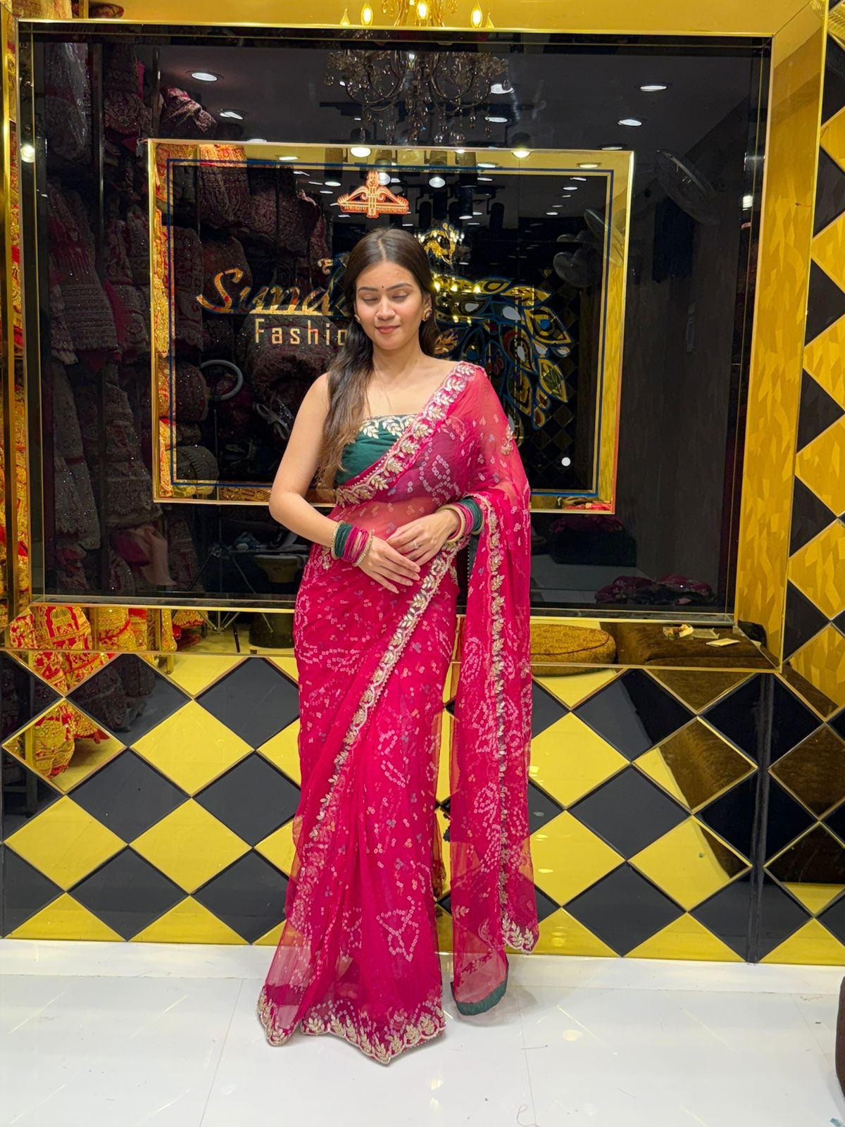 Pink Pure Chiffon Gottapatti Saree (191)