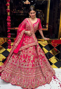Pink Heavy Bridal Handwork Lehenga Set