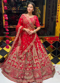 Red Heavy Bridal Handwork Lehenga Set