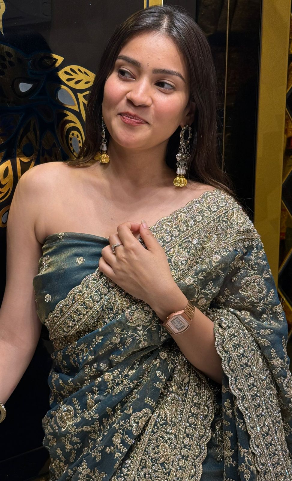 Green Swarovski Premium  Saree (202)