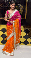 Aangi Blouse Pure Chiffon Beautiful Gotapati Handwork Saree (216)